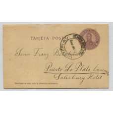 ARGENTINA 1909 ENTERO TARJETA POSTAL CIRCULADO CON MATASELLO VICTORIA ENTRE RIOS